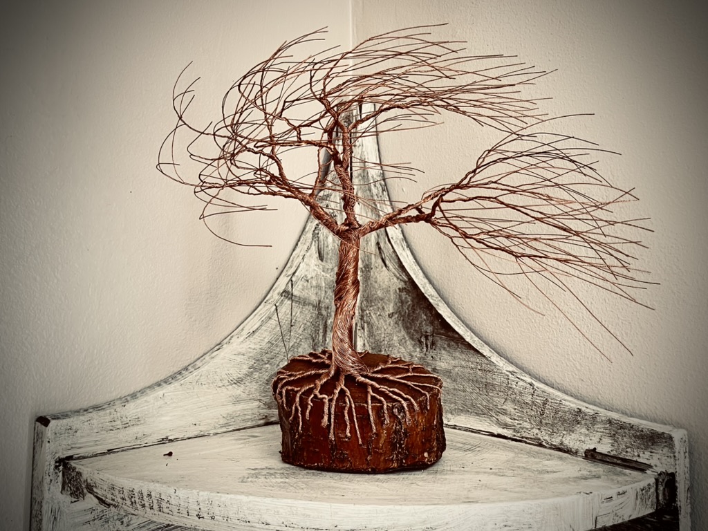 The Tenacity wire tree with branches swept dramatically to one side